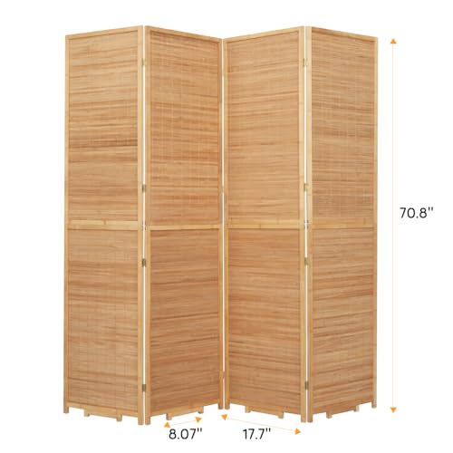 Bamboo Room Divider Folding Privacy Screen, 4 Panel, Beige T32841
