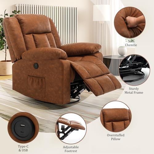 Swivel Glider Recliner Chair with Massage and Heating U85854