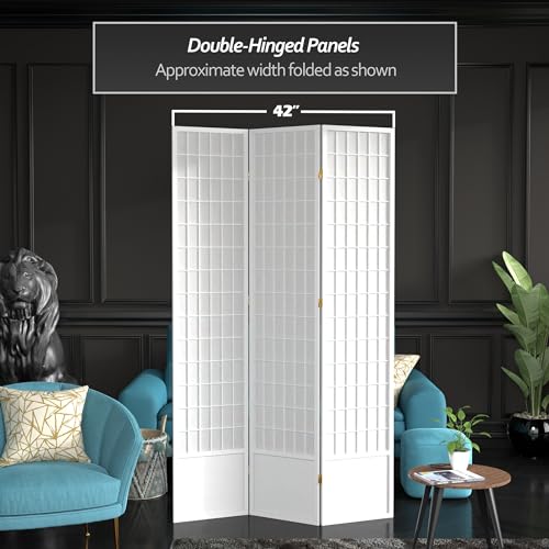 7 ft. Tall Window Pane Shoji Screen Room Divider, 3 Panels T5246
