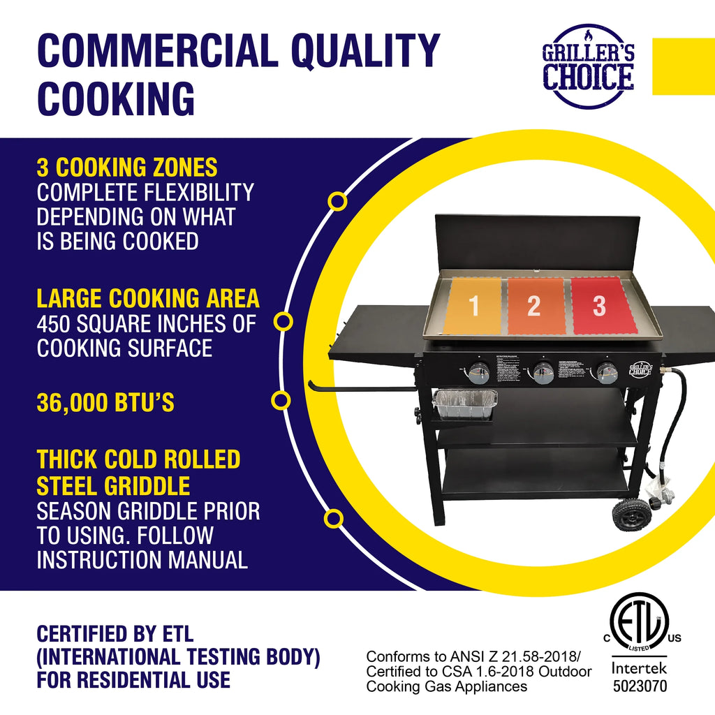 Outdoor Propane Flat Top Griddle Grill with Hood R27755