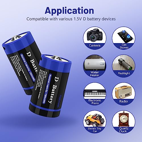 Rechargeable C Cell Batteries with USB-C Cable, 1.5V Lithium, 4 Pack H582