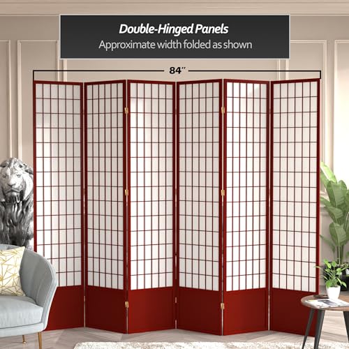 7 ft. Tall Window Pane Shoji Screen Room Divider, 3 Panels T5246