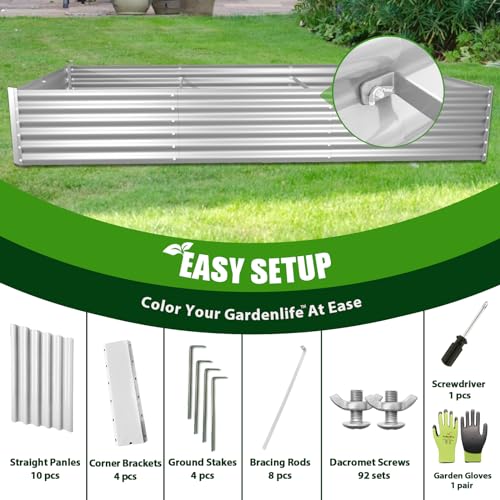 Galvanized Raised Garden Bed Oval Metal Planter Box for Vegetables Flowers A9593