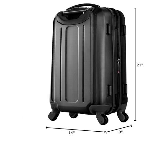 Expandable Carry-On Spinner Suitcase with Aluminum Locking System, Purple/Black U848251