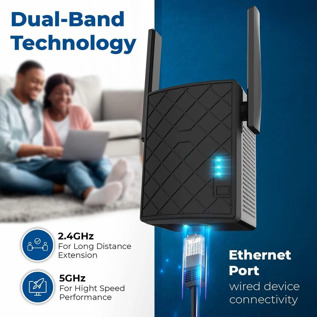 WiFi Extender 1200 Mbps Dual Band, Outdoor Range up to 3000 sqft E216