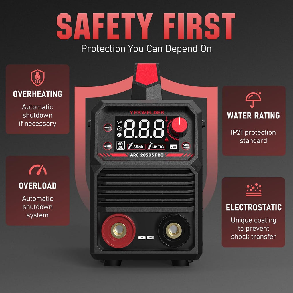 Stick Welder 205Amp with Lift TIG Torch, Dual Voltage Portable Welding Machine D1630
