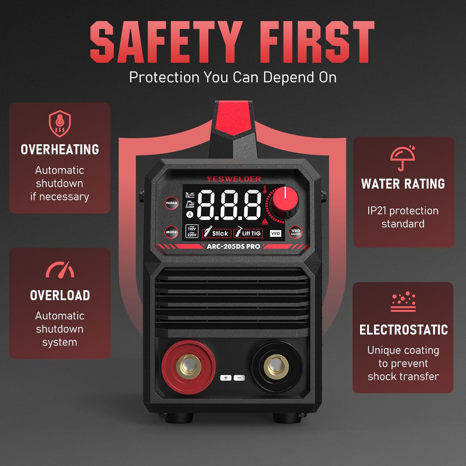 Stick Welder 205Amp with Lift TIG Torch, Dual Voltage Portable Welding Machine D1630