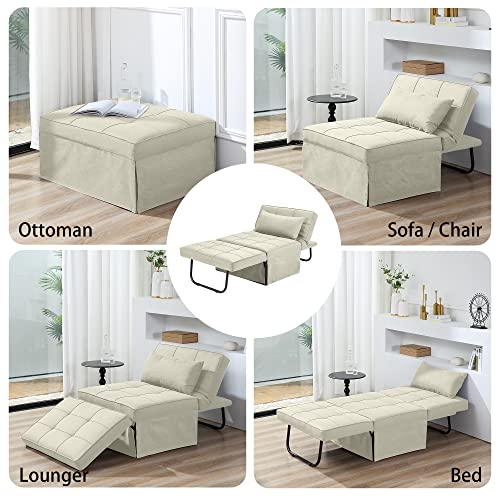 Sofa Bed Folding Ottoman Couch with Adjustable Backrest, Dark Grey C9023