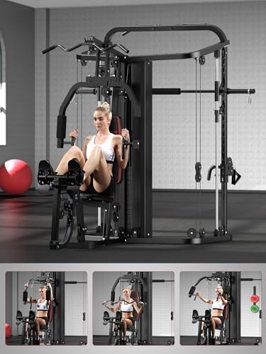 Multifunction Home Gym System with 138LB Weight Stack Y562012