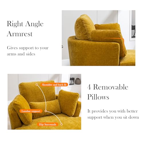 Oversized Swivel Barrel Chair with Ottoman, Chenille, Beige X252712