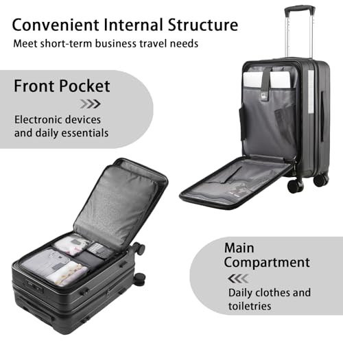 Expandable Carry-On Luggage, Hardside, Spinner Wheels, TSA Lock, 20-Inch U64815