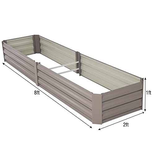 Outdoor Galvanized Raised Garden Bed, Steel Planter Box for Vegetables, 8x2x1FT Gray H86789