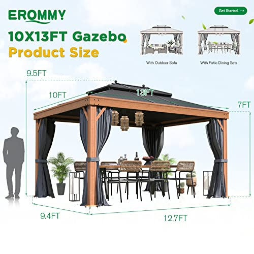 12x20 Hardtop Gazebo Double Roof Galvanized Steel Outdoor Aluminum Frame with Netting and Curtains M3306