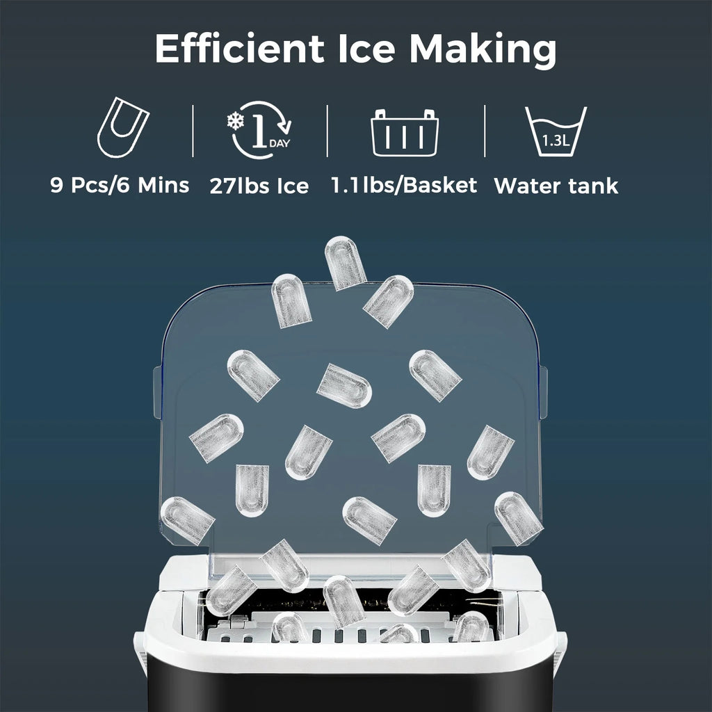 Ice Maker Countertop, Self-Cleaning with Ice Scoop and Basket J796