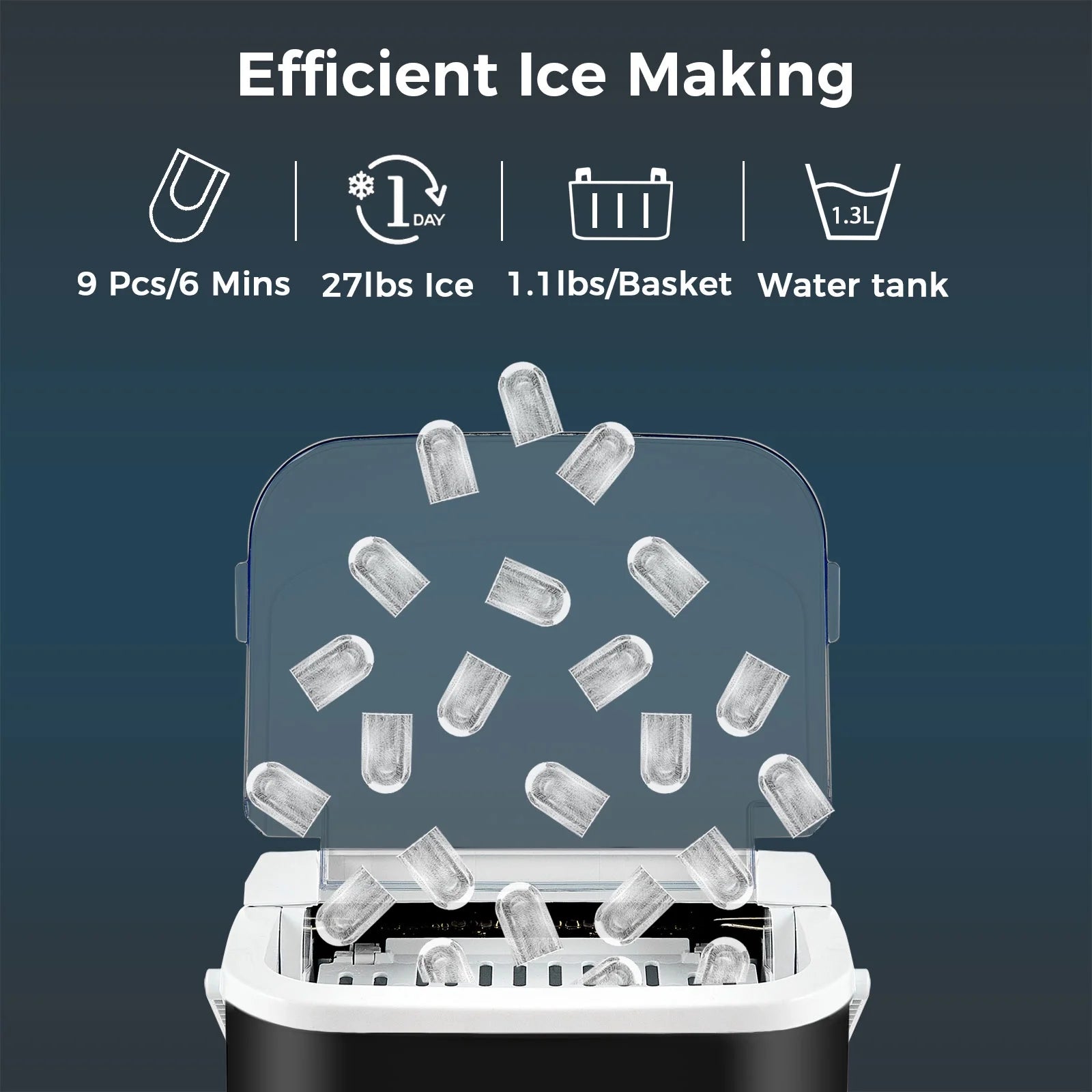Ice Maker Countertop, Self-Cleaning with Ice Scoop and Basket J796