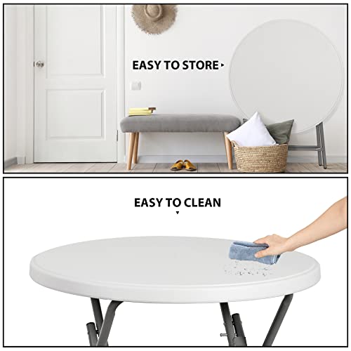 Portable 4 Foot Plastic Folding Table, Indoor Outdoor Heavy Duty, White R80992