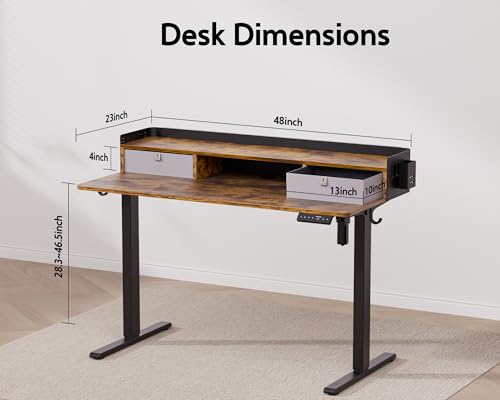 Electric Standing Desk with 2 Drawers, Height Adjustable for Home Office B137