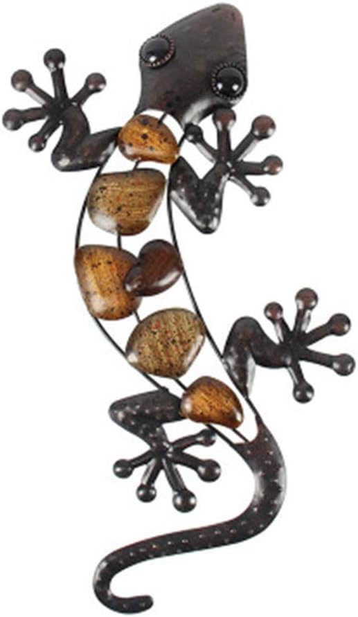Metal Gecko Wall Decor for Garden Outdoor Statues 2 Pack C432