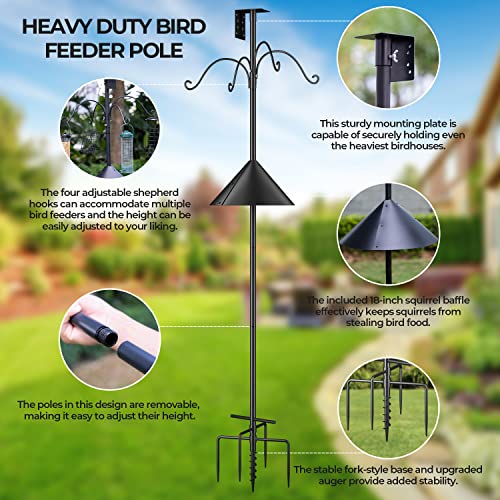Bird Feeder Pole 92 Inch with 5-Prong Anchor Stand M135461