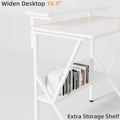 Small Desk with Adjustable Monitor Stand for Small Spaces, Grey D8453