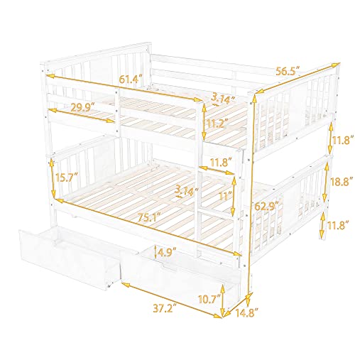 Twin Over Full Bunk Bed with Slide and Stairs for Kids E212