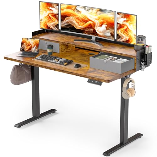 Electric Standing Desk with 2 Drawers, Height Adjustable for Home Office B137