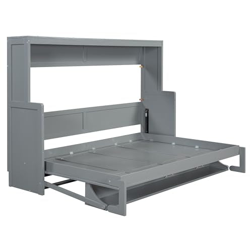 Queen Size Murphy Bed with Cabinet and LED Lights P178570
