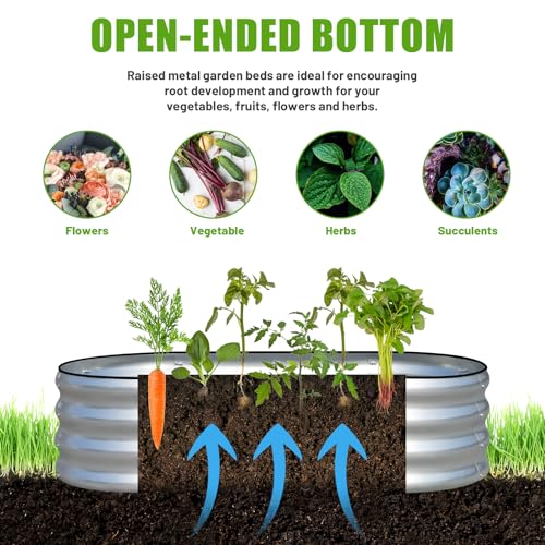 Galvanized Raised Garden Bed, 4x2x1ft Oval Metal Planter Box for Outdoor Vegetables T107625