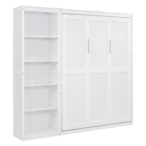 Queen Size Murphy Bed with Cabinet and LED Lights P178570