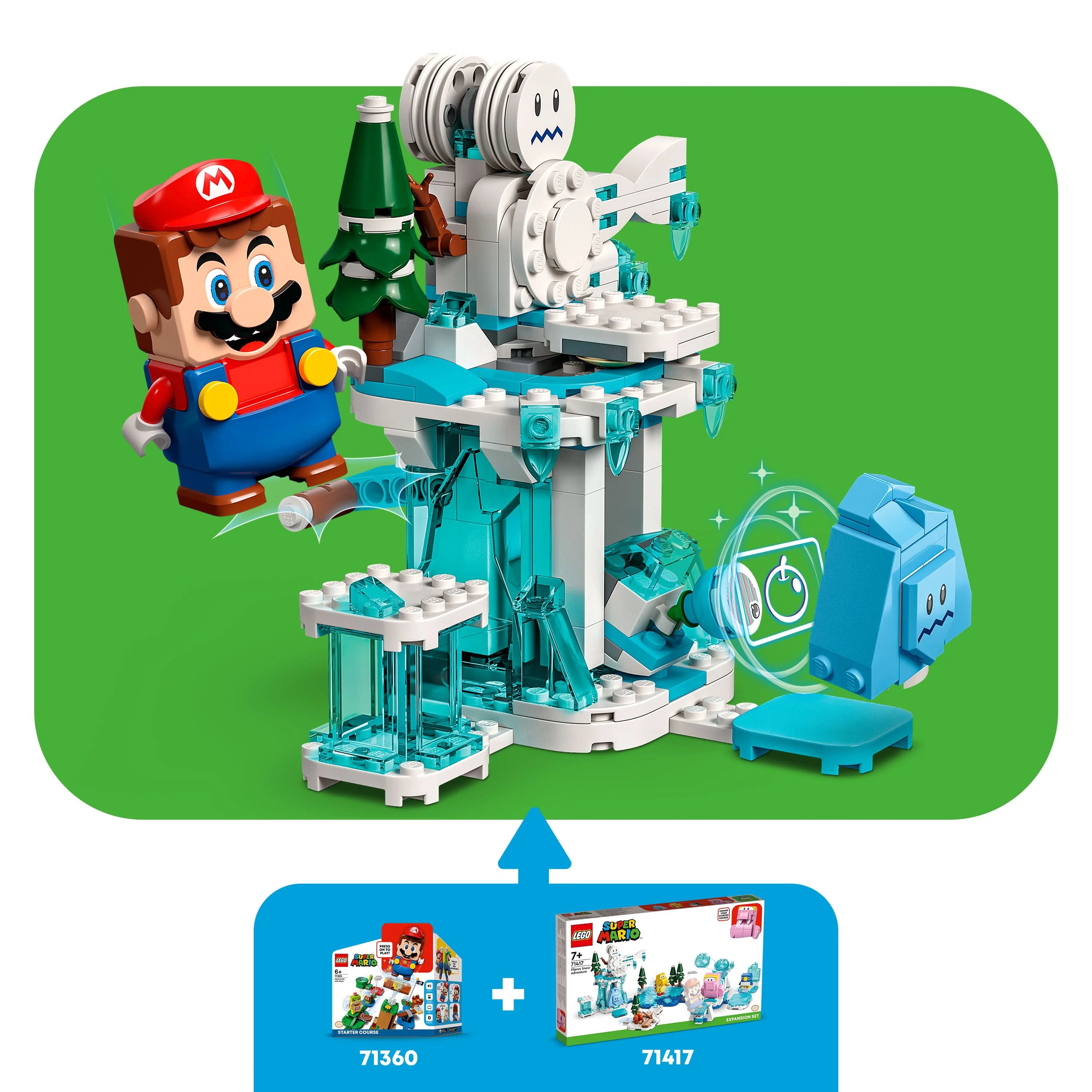Super Mario Fliprus Snow Adventure Expansion Set, Toy for Kids with Freezie and Baby Penguin Figures E3677