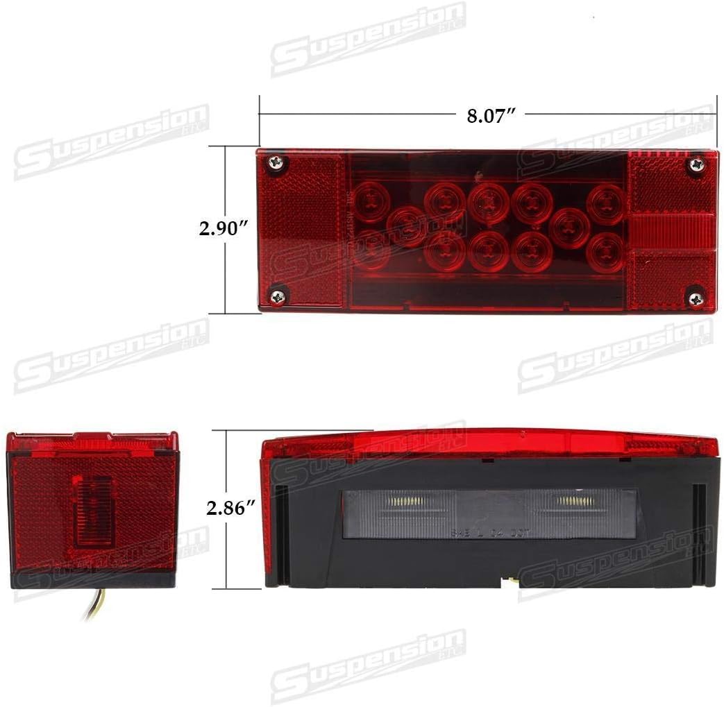 12V LED Submersible Rectangular Trailer Lights, Tail Stop Turn Running Lights Kit N651