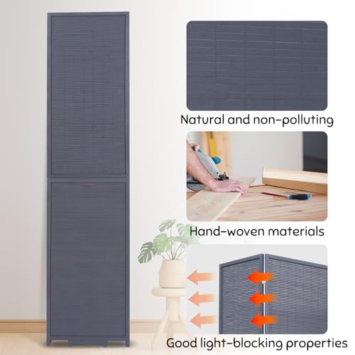 Bamboo Room Divider Folding Privacy Screen, 4 Panel, Beige T32841