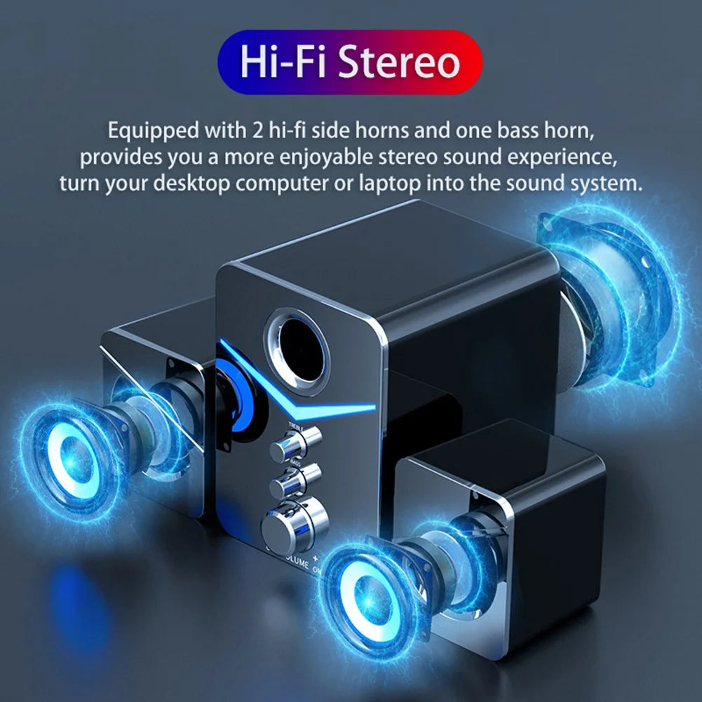 Computer Speaker Set with Subwoofer, USB-Powered 2.1 Multimedia Speakers, 3.5mm Aux Input, Black M176