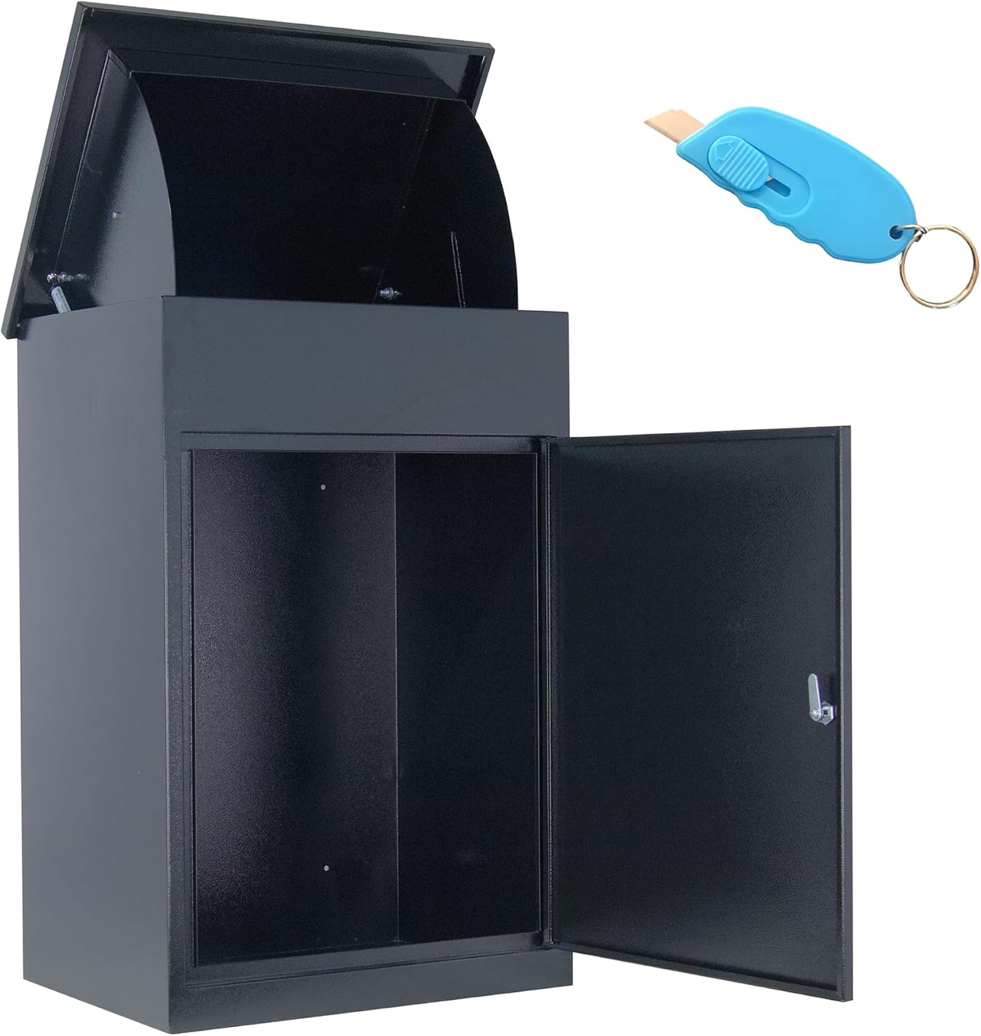 Galvanized Steel Home Parcel Box, Package Drop Box, Extra Large Mailbox, Parcel Box for Porch Delivery, Wall Mounted Lockable Anti-Theft for Porch - Black (20" x 15.2" x 30.3")