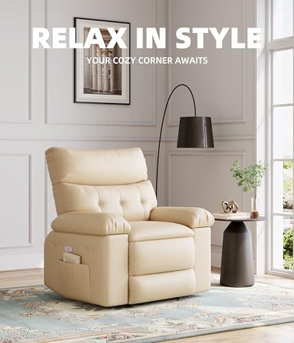 Electric Swivel Massage Chair, Power Rocking Recliner with Vibration and Heating, PU Leather Single Sofa with USB Port and Storage L680