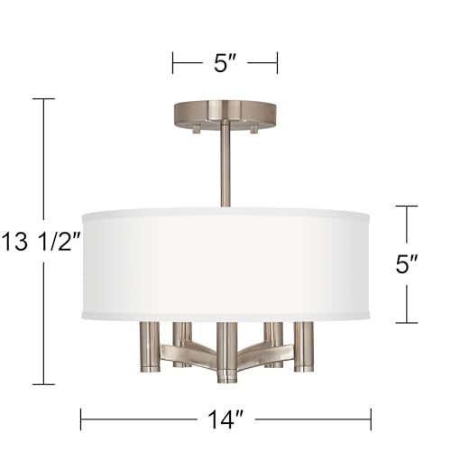 Modern Semi-Flush Mount Ceiling Light with Fabric Drum Shade M852