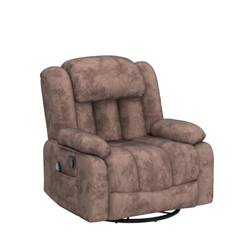 Massage Swivel Rocker Recliner Chair with Heat and Vibration, 360 Degree Swivel Manual Recliners, Grey Y4896