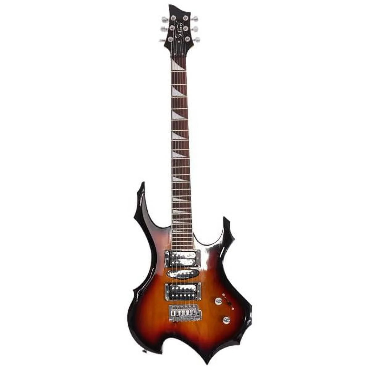 Flame Shaped Electric Guitar with 20W Amp and Accessories, Sunset Color C6474