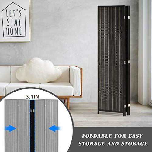 Bamboo Room Divider 6 Panel Folding Privacy Screen for Home L99111