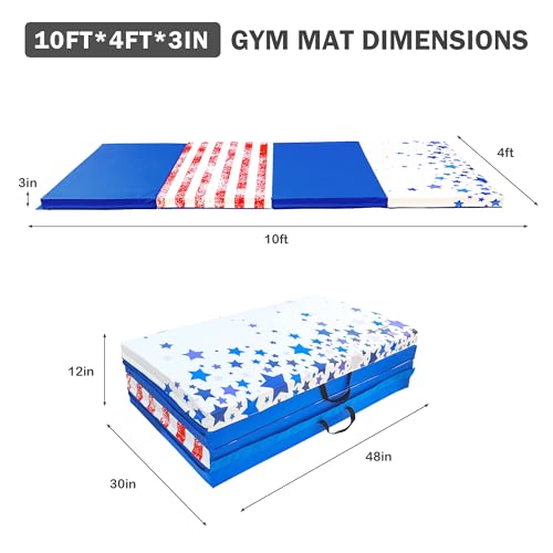 Folding Exercise Gymnastics Mat 4x10x3 Inch with Carrying Handles G881552