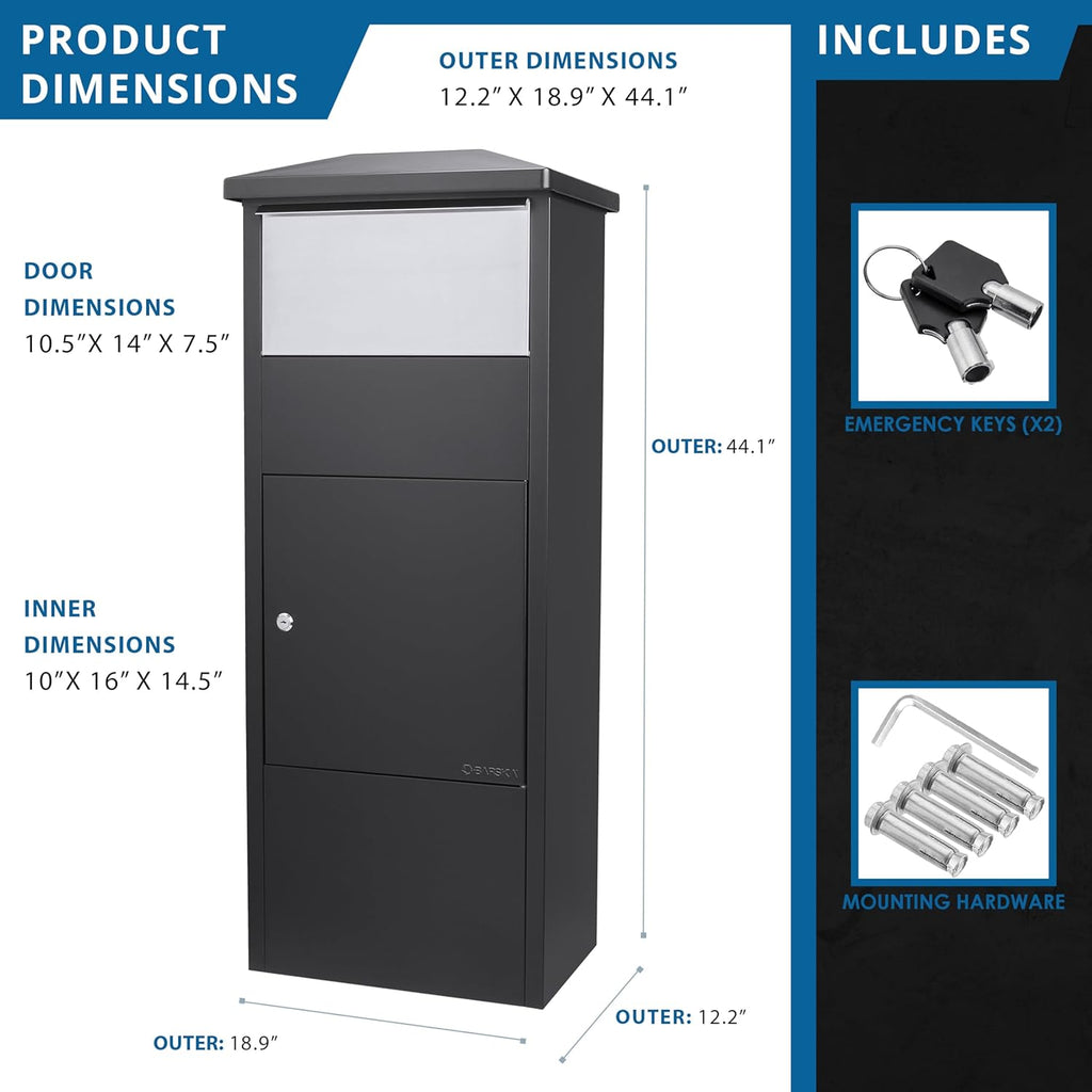 Steel Parcel Drop Box with Tamper-Resistant Slot & Key Lock E22551