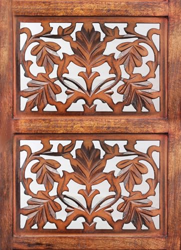 4 Panel Folding Wood Room Divider, Antique Brown, 72 x 80 L396608