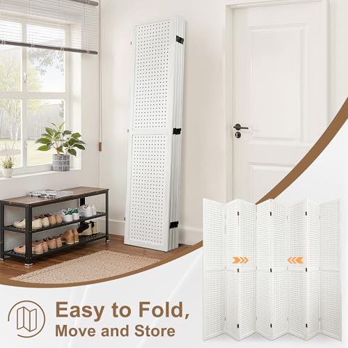 6 Panel Wooden Room Divider with Shelves B102027