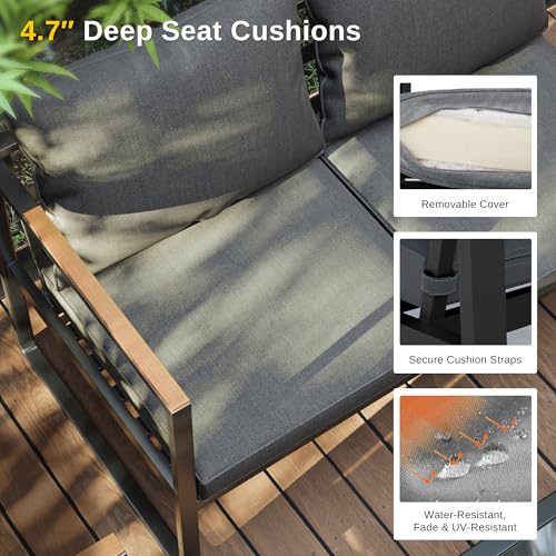 4-Piece Outdoor Patio Set with Sofa and Tempered Glass Table F97509
