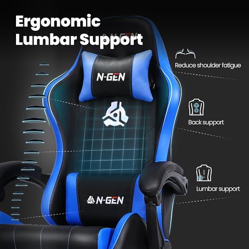Gaming Chair with Footrest Lumbar Support High Back Recliner Ergonomic Leather Q8605