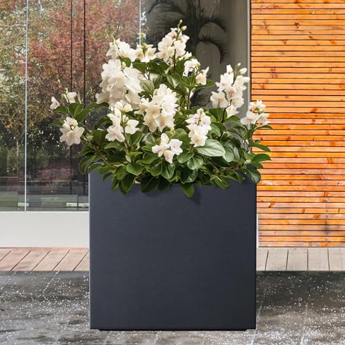 10 Inch Square Concrete Planter with Drainage Hole for Indoor Outdoor Patio Garden C483611