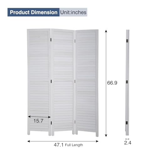 6 Panel Wood Room Divider Freestanding White 5.57 FT S6393