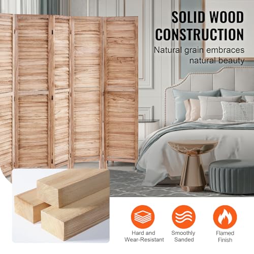 Wood Room Divider, 4 Panel Folding Privacy Screen, 66.9 Inches Tall, Indoor Wooden Partition A907