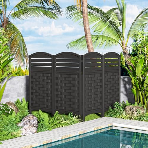 Air Conditioner Fence Privacy Screen, 4 Panels Outdoor Enclosure with Metal Stake U4943