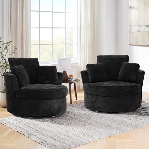Swivel Barrel Chair with Ottoman for Living Room Bedroom, White W553228